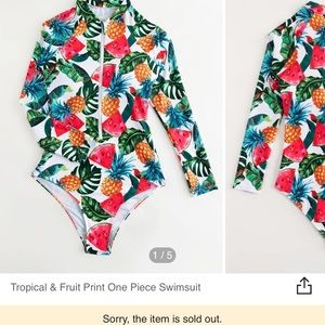 NEW! Shein Tropical and Fruit Floral One Piece swimsuit